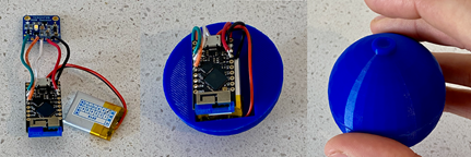 Earth component of Solar System I3M used in Study 3 (left-to-right): Shown is the Earth micro-controller; inserted into the 3D printed Earth model; and enclosed Earth model with touch point.
